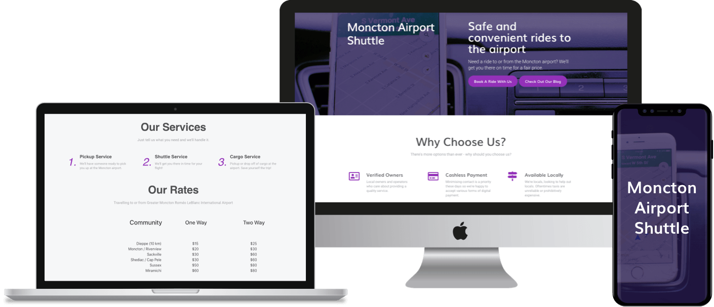 CMS website built on WordPress for Moncton Airport Shuttle 