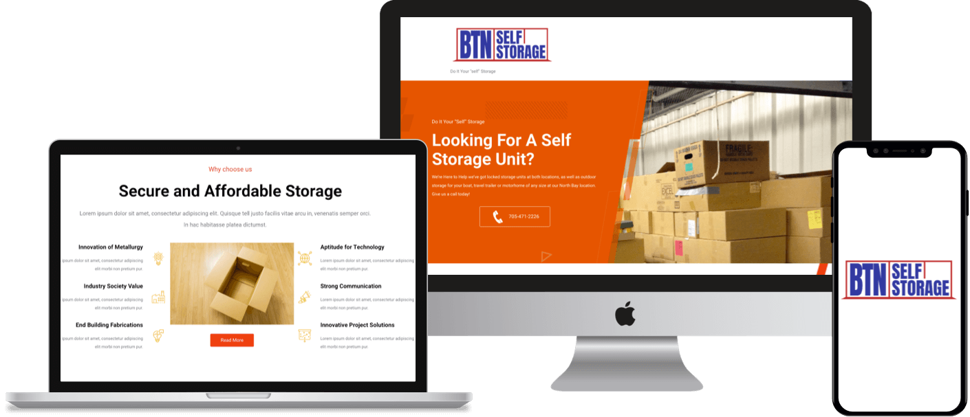 A WordPress-based CMS website for a self-storage service business in North Bay , Ontario.