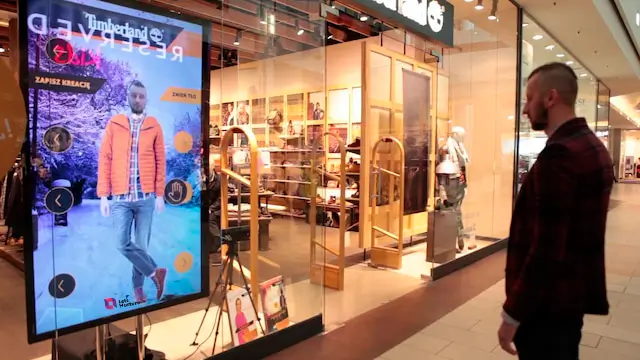 Virtual clothing mirror displaying outfit options for 2025 users